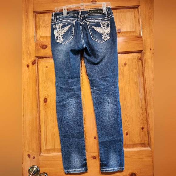 LA Idol USA Rhinestone Embroidered Jeans , Size 9 - Picture 8 of 8